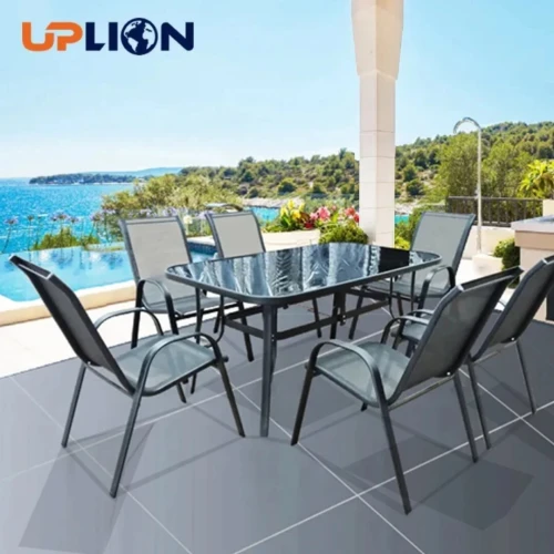 Table de jardin de 6 chaises avec parasol (importation 1er choix)