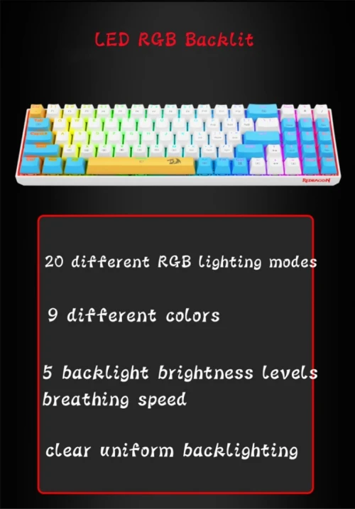 Redragon K688 Clavier Mécanique Gaming Red Switch RGB