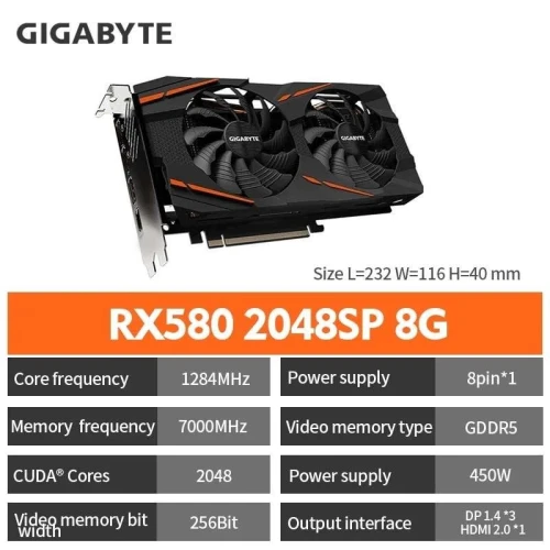 GIGABYTE CARTE GRAPHIQUE  RX580 8G DDR5 