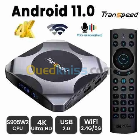 TV Box Transpeed Amlogic 2eme generation S905W2 Android 11 4G/64G + 12 MOIS IPTV