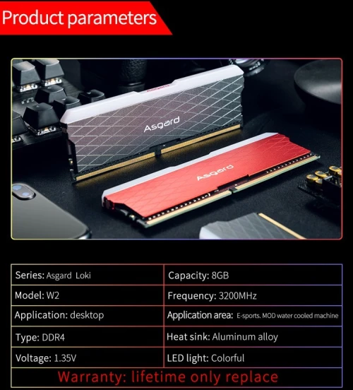 PROMO Asgard W2 série RGB RAM DDR4 8GBx2 3200MHz 