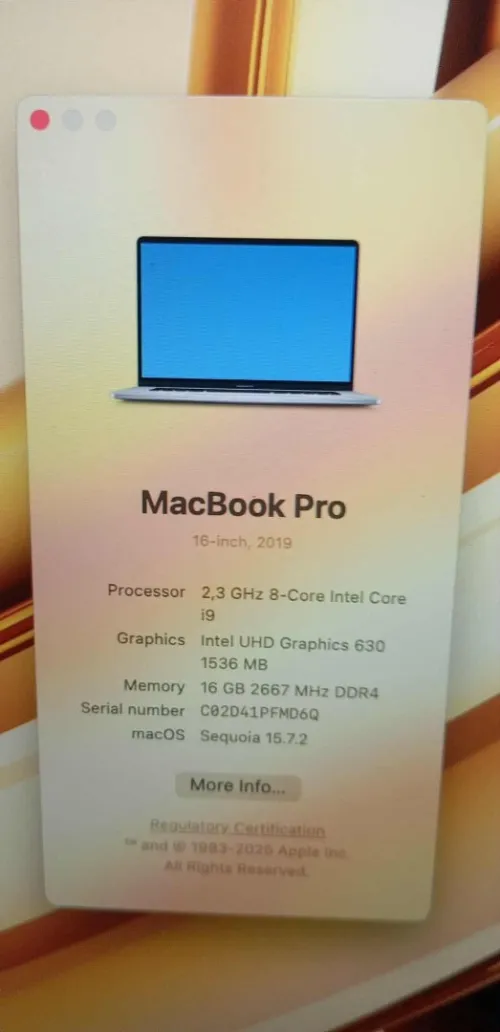 MacBook Pro 16 POUCES 2019 - INTEL CORE i9 8 COEURS 2.30GHz - 16GB RAM - AMD RADEON PRO 5500M 4GB