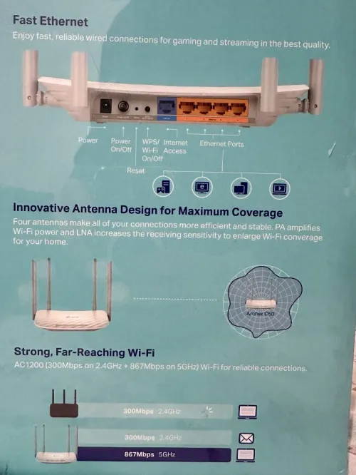 Tp link AC1200 wireless Dual Band Router Archer C50