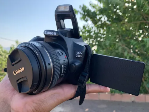 canon 250 d  les click 8 k avec objectif 50 mm 1.8 