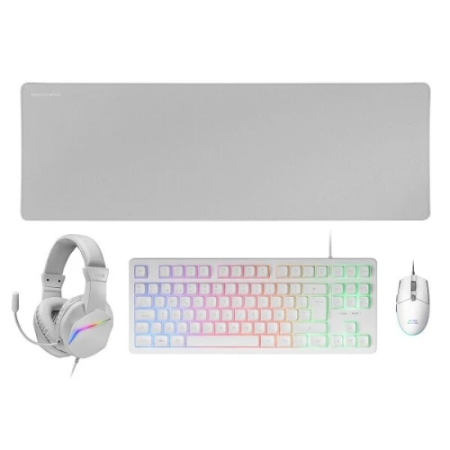 GAMING MARS GAMING MCP-RGB3W 4IN1 CLAVIER/SOURIS/TAPIS/CASQUE WHITE