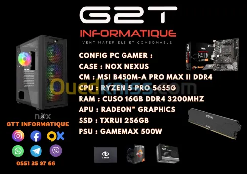 CONFIG PC GAMER RYZEN 5 PRO 5655G/16G/RADEON