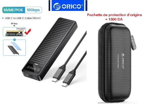 Boîtier / Rack Externe ORICO USB C Pour Disque SSD M.2 NVME PCI-Express