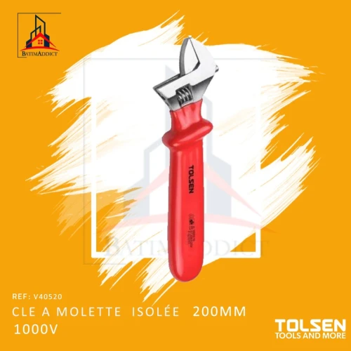 CLÉ A MOLETTE ISOLÉE 1000V 200MM TOLSEN