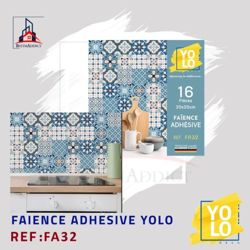 FAÏENCE ADHÉSIVE YOLO DECO  16P 20X20 CM-FA32