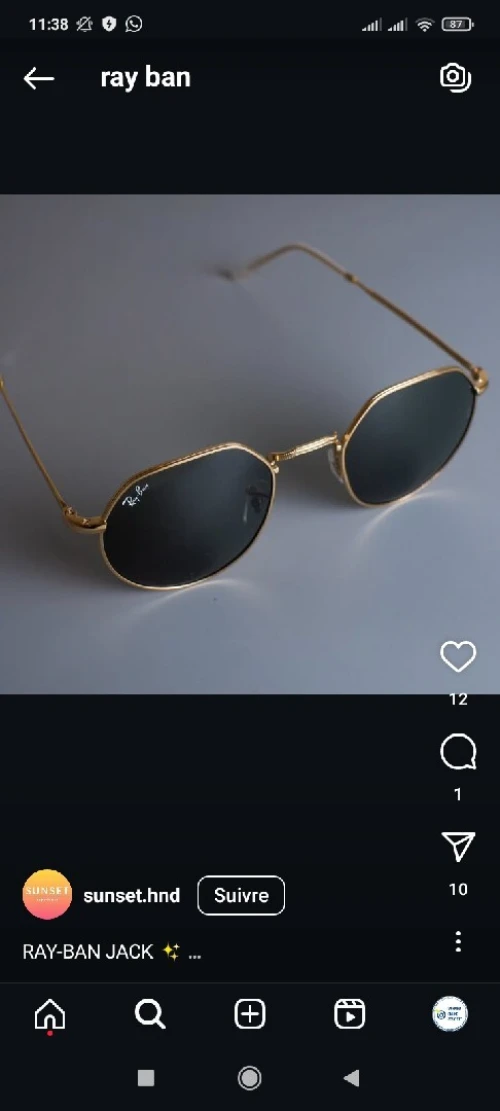 Lunette chic mark de Ray ban en verre