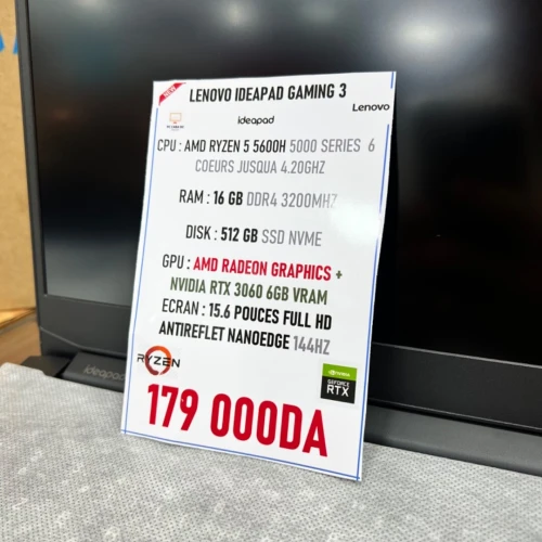 LENOVO IDEAPAD 3 GAMING RYZEN 5 5600H NVIDIA RTX 3060 16GB RAM 512GB SSD 