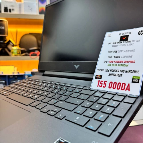 HP VICTUS 15 AMD RYZEN 5 7535HS NVIDIA RTX 2050 8GB RAM 512GB SSD ECRAN 144HZ
