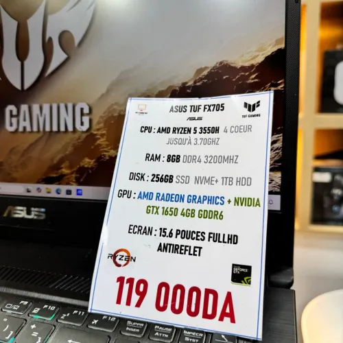 ASUS TUF FX705 AMD RYZEN 5 3550H NVIDIA RTX 1650 8GB RAM 256GB SSD + 1TB HDD 