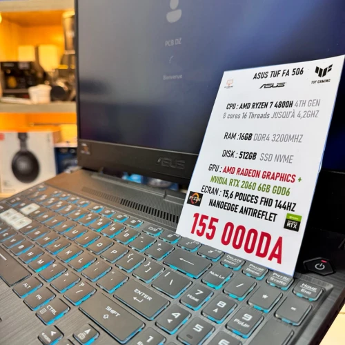 ASUS TUF FA 506 AMD RYZEN 7 4800H NVIDIA RTX 2060 16GB RAM 512GB SSD  ECRAN 144HZ