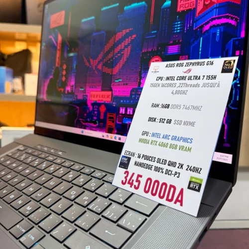 ASUS ROG ZEPHYRUS G16 INTEL CORE ULTRA 7 155H NVIDIA RTX 4060 16GB RAM 512GB SSD  OLED 100%DCI-P3