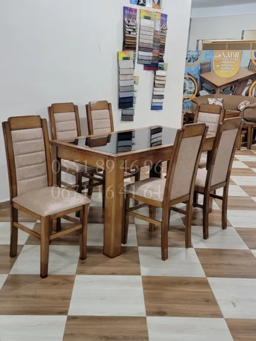 Table a manger En bois Hetre 150*80 cm avec 6 chaises