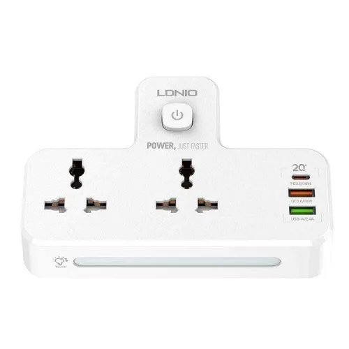 Multiprise LDNIO SC2311 avec 3 USB 20W et 2 prises électriques et veilleuse