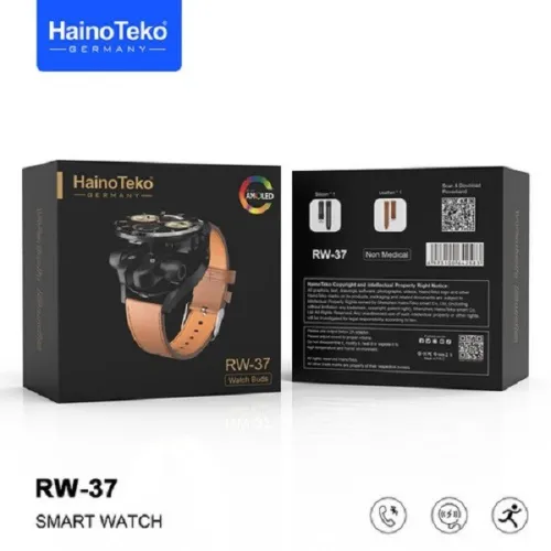 Haino Teko RW37 Smartwatch AMOLED, montre intelligente et écouteurs Bluetooth avec 2 paires 