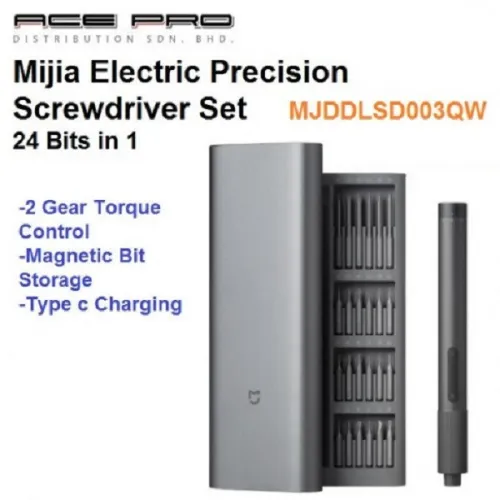 Xiaomi-Kit tournevis électrique embout acier boîte entièrement métal 2 vitesses 24 pièces Mijia