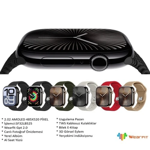 HK10 Pro Max+ Smart Watch Noir Montre connectée Écran AMOLED 2,02 pouces