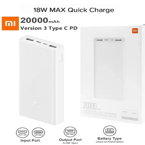 XIAOMI POWER BANK 20000 MAH MI FAST CHARGE 18 WATT