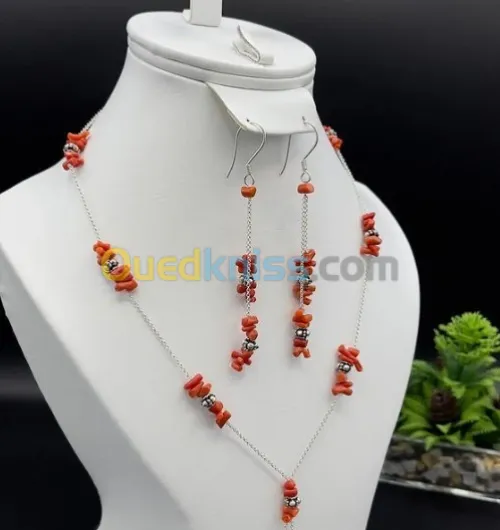 parure en corail rouge et argent