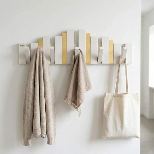 Porte-Manteau Mural Design Piano en Bois avec Touches Dorées - علاقة ملابس خشبية معلاق ملابس خشبي