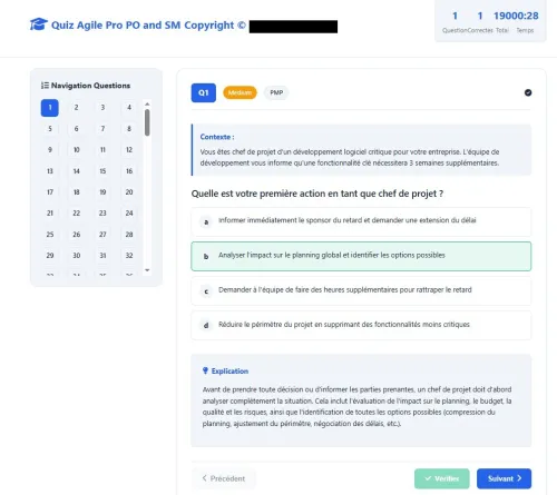 Plate-forme de La certification PMP à votre portée , +3000 questions interactives pour réussir.