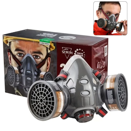 Masque de protection gaz avec 2 filtres au gel de silice  قناع تنفس للحرفيين