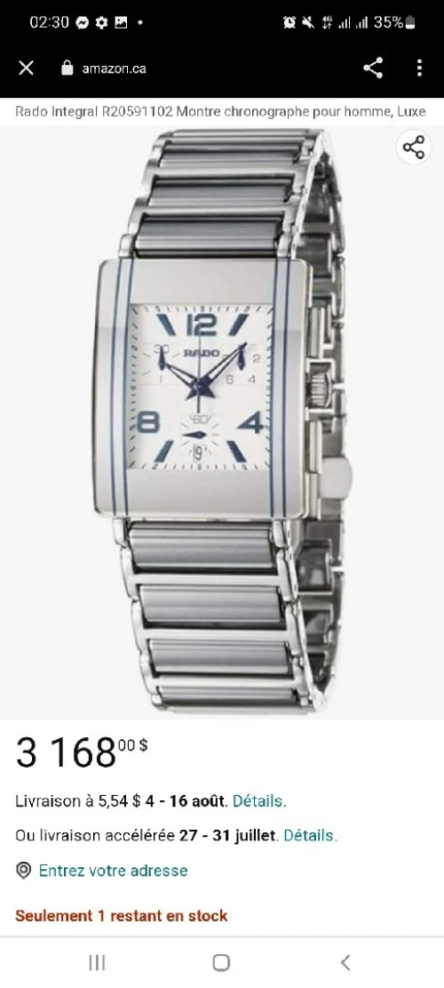 Montre de luxe rado distar original 
