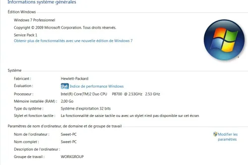 Pc hp ancien model