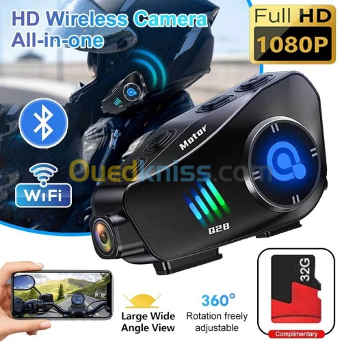 Oreillette Bluetooth pour Casque Moto avec Camera Full HD-سماعات سائقي دراجة النارية مع كاميرة مدمجة