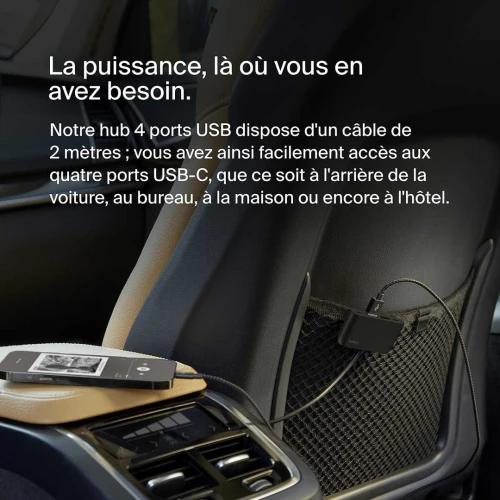 Belkin Hub de charge avec 4 ports USB-C et USB-A pour voiture (Blanc)