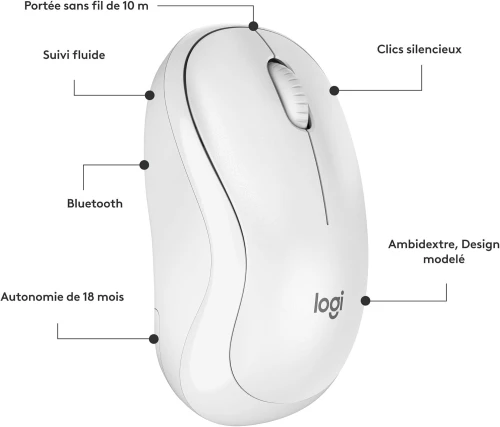 Logitech M240 Souris Bluetooth, sans Fil, Compacte, Portable, Suivi Fluide, Batterie 18 Mois