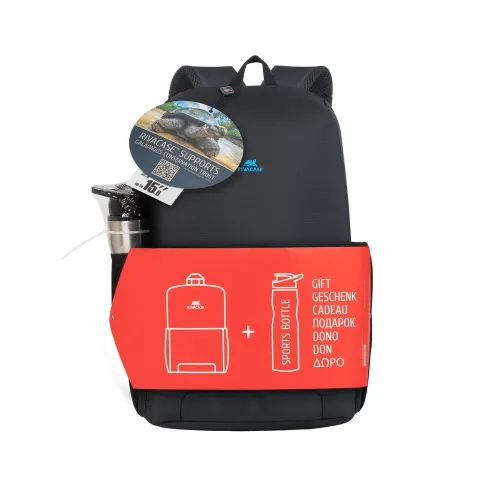 RIVACASE  8068 Black Laptop Backpack 15.6  + 750ml Sports Bottle