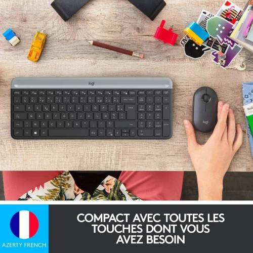 Logitech MK470 (Graphite) - Ensemble sans fil souris + clavier (AZERTY Français)