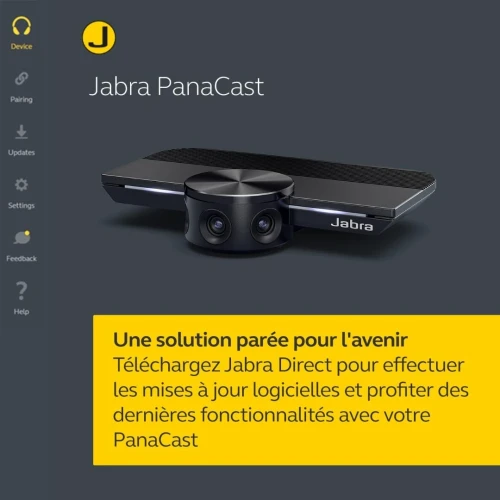 Jabra PanaCast Caméra 4K avec support de table, 3 x 13 MP, vue panoramique 180 Degrés + Support de Table + Cable USB-C