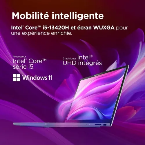 Lenovo IdeaPad Slim 3 15IRH10 - Ordinateur Portable 15.3'' WUXGA (Intel Core i5-13420H, RAM 16Go, SSD 512Go, Intel UHD Graphics, ) Clavier AZERTY Français - Gris