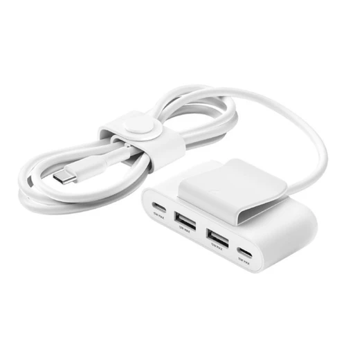 Belkin Hub de charge avec 4 ports USB-C et USB-A pour voiture (Blanc)