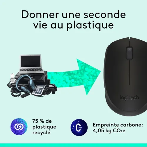 Logitech M171 Souris sans Fil pour PC, Mac, Ordinateur Portable, 2,4 GHz avec Mini-récepteur USB,