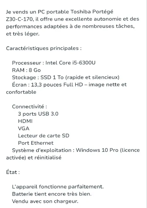 PC portable Toshiba Portégé Z30-C-170