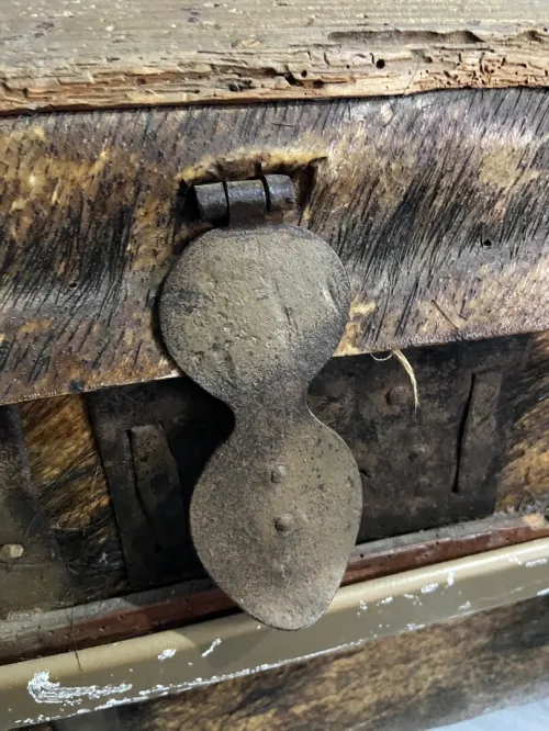 Malle de voyage bombée (souvent appelée "malle dôme" ou "malle de calèche")