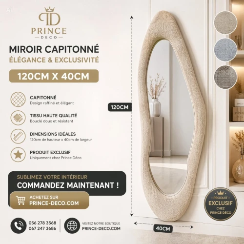 Miroir Capitonné 120H 40 cm L Nouveau Modèle