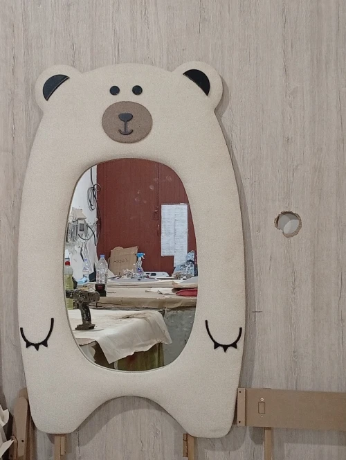 Miroir Ours Capitonné Bouclé Marron 110cm Édition Premium Confort