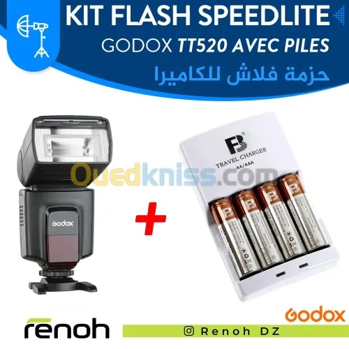 Kit Flash Speedlite GODOX TT520II AVEC PILES RECHARGEABLE 2500mAh
