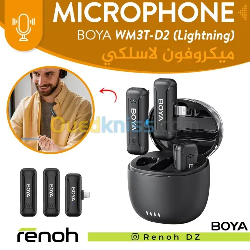 Microphone Sans-Fil BOYA WM3T-D2 (Pour iPhone/iPad)