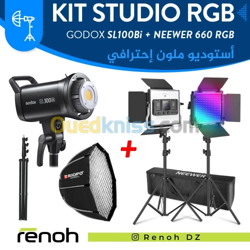 Kit Studio RGB GODOX SL100Bi Avec Kit NEEWER 660 RGB