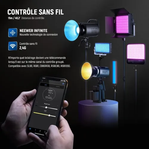 Lumiére Continue COB NEEWER MS60B (65W / Bi-Color)