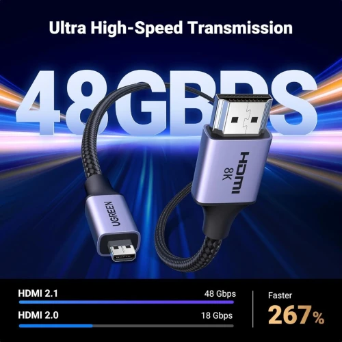 Cable HDMI To Micro HDMI UGREEN ( 2m ) ( 8K 60Hz ) ( 15517 )