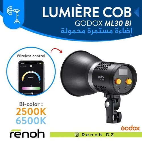 Lumière Continue portable Godox ML30Bi (bi-color)